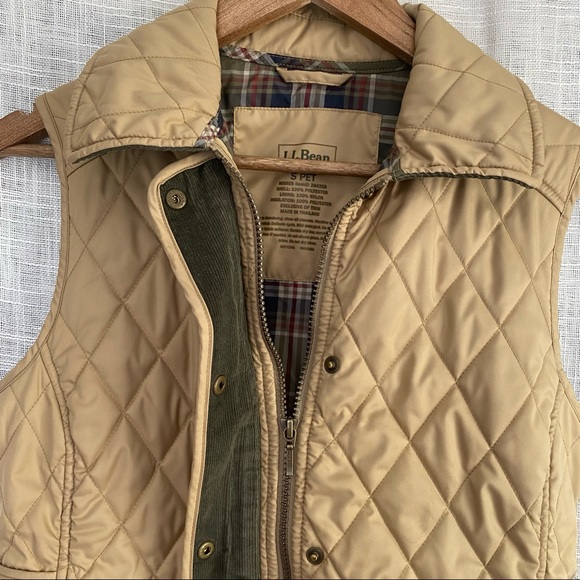 LL Bean Tan Quilted Equestrian Puffy Vest - Picture 2 of 7